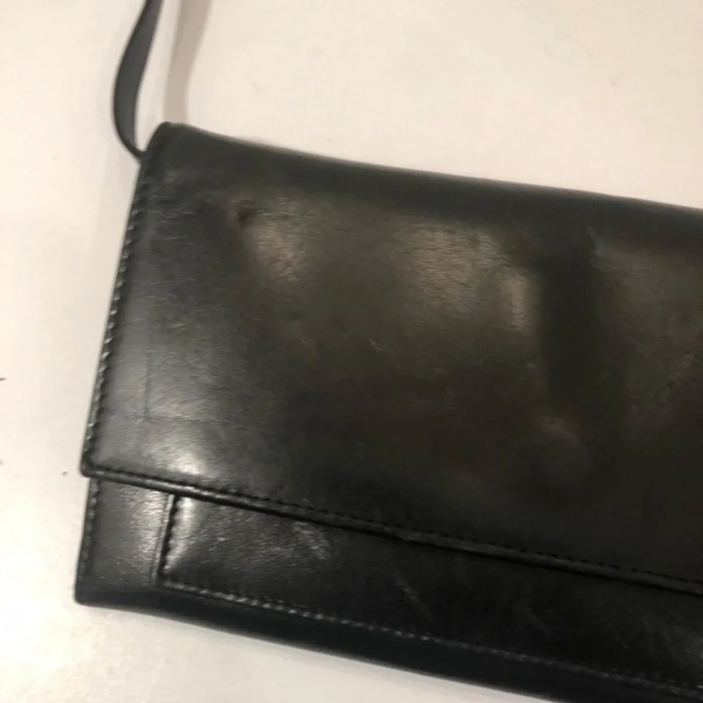J. Crew black leather organizer bag